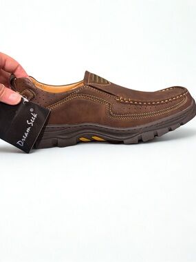 Dream Seek Men's Brown Slip-On Comfort Loafers